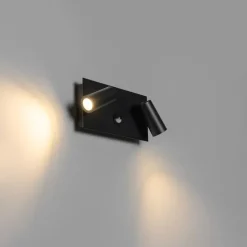 Buiten wandlamp zwart incl. LED 2-lichts bewegingssensor- Simon