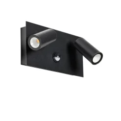 Buiten wandlamp zwart incl. LED 2-lichts bewegingssensor- Simon
