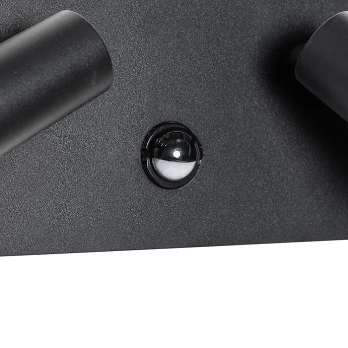 Buiten wandlamp zwart incl. LED 2-lichts bewegingssensor- Simon