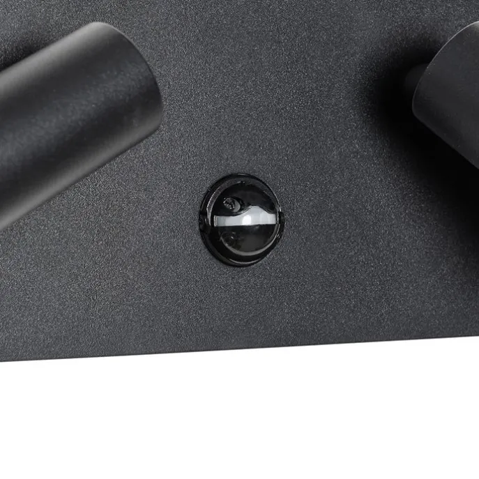 Buiten wandlamp zwart incl. LED 2-lichts bewegingssensor- Simon