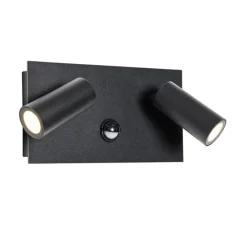 Buiten wandlamp zwart incl. LED 2-lichts bewegingssensor- Simon