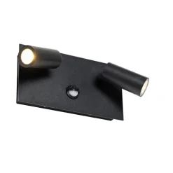 Buiten wandlamp zwart incl. LED 2-lichts bewegingssensor- Simon