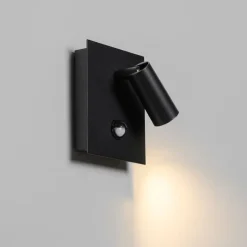 Buiten wandlamp zwart incl. LED IP54 bewegingssensor - Simon