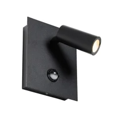 Buiten wandlamp zwart incl. LED IP54 bewegingssensor - Simon