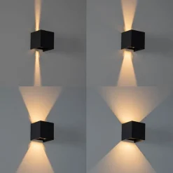 Buiten wandlamp zwart incl. LED 2-lichts IP54 - Edwin