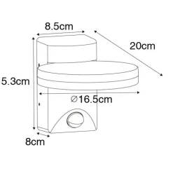 Buiten wandlamp zwart incl. LED IP54 bewegingssensor - Esmee