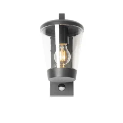 Buiten wandlamp zwart IP44 met bewegingssensor - Joren