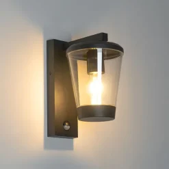 Buiten wandlamp zwart IP44 met bewegingssensor - Joren