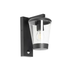 Buiten wandlamp zwart IP44 met bewegingssensor - Joren