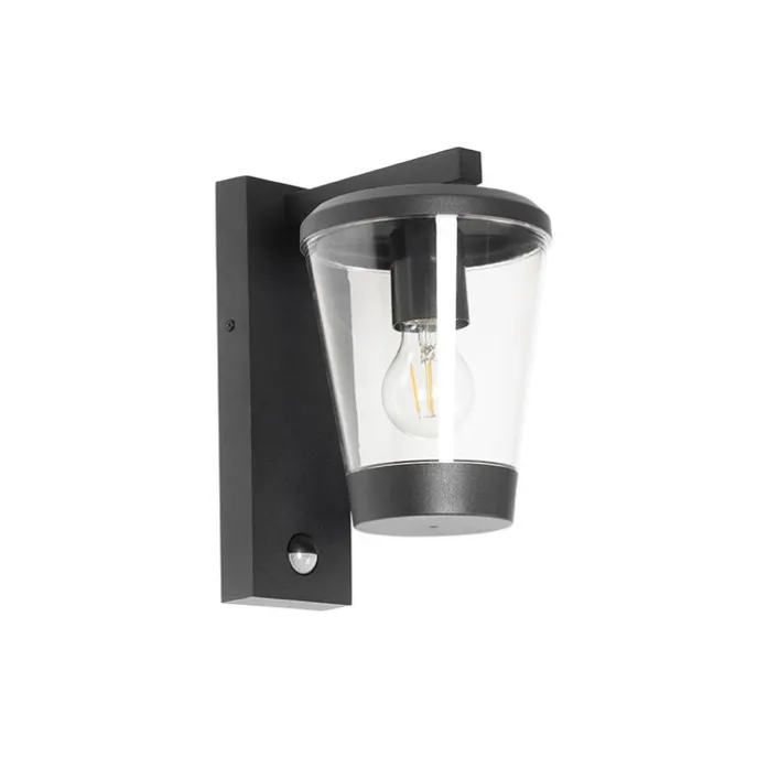 Buiten wandlamp zwart IP44 met bewegingssensor - Joren