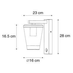 Buiten wandlamp zwart IP44 met bewegingssensor - Joren
