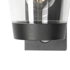 Buiten wandlamp zwart IP44 met bewegingssensor - Joren