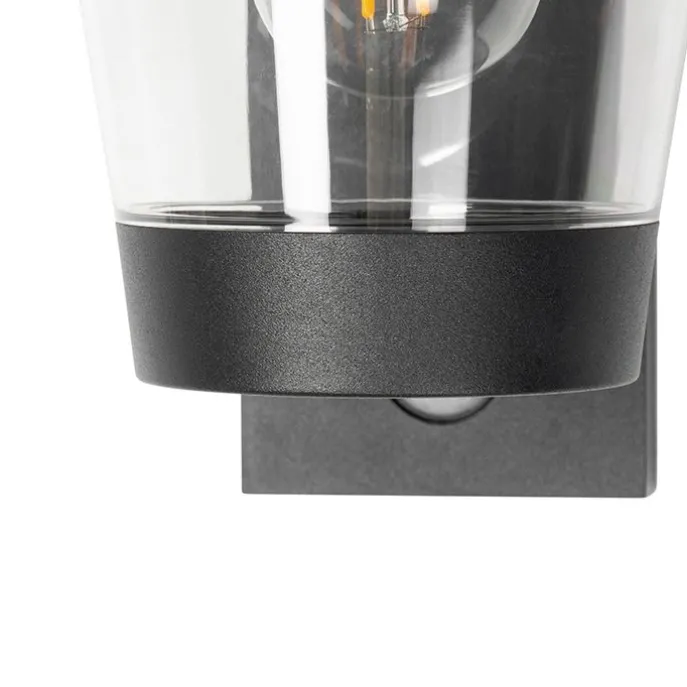 Buiten wandlamp zwart IP44 met bewegingssensor - Joren