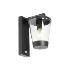Buiten wandlamp zwart IP44 met bewegingssensor - Joren