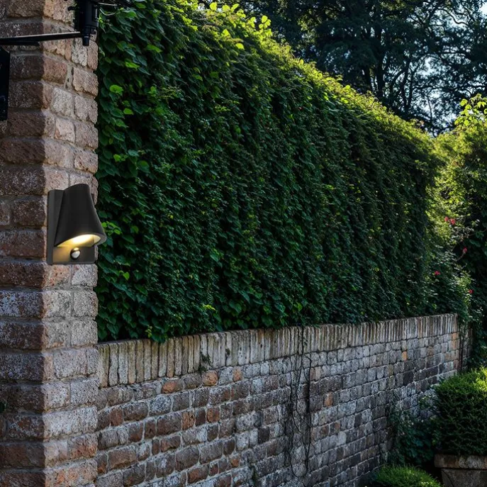 Buiten wandlamp zwart IP44 met bewegingsmelder - Femke