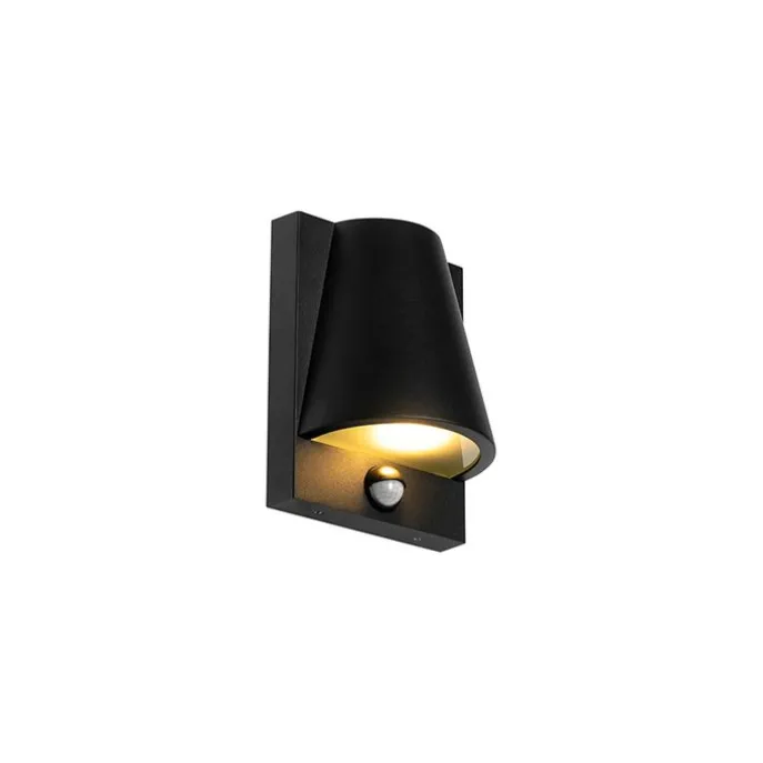 Buiten wandlamp zwart IP44 met bewegingsmelder - Femke
