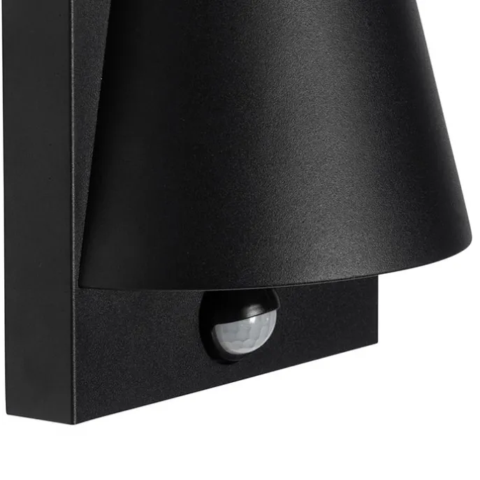 Buiten wandlamp zwart IP44 met bewegingsmelder - Femke