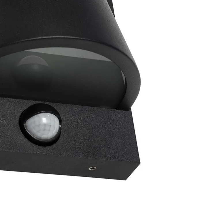 Buiten wandlamp zwart IP44 met bewegingsmelder - Femke