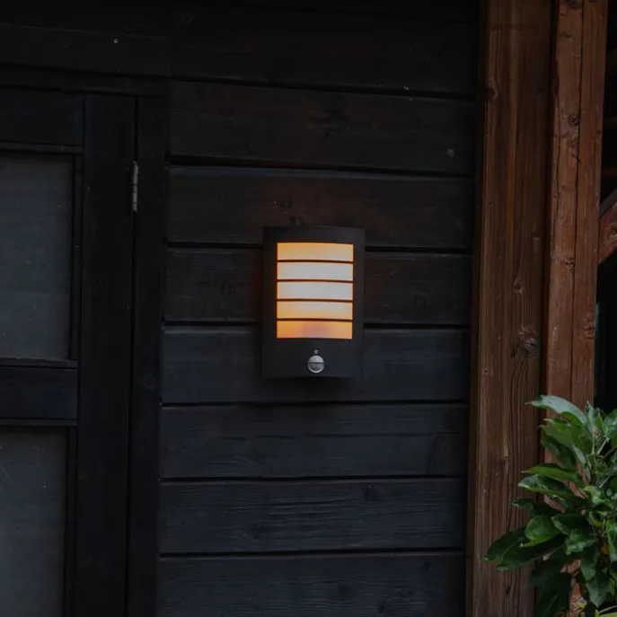 Buiten wandlamp zwart IP44 met bewegingssensor - Miro