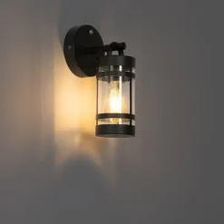 Buiten wandlamp zwart IP44 met schemersensor - Ruben