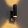 Buiten wandlamp zwart 2-lichts IP44 met schemersensor - Duo