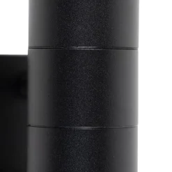 Buiten wandlamp zwart 2-lichts IP44 met schemersensor - Duo