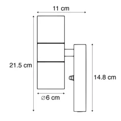 Buiten wandlamp zwart 2-lichts IP44 met schemersensor - Duo