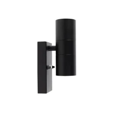 Buiten wandlamp zwart 2-lichts IP44 met schemersensor - Duo
