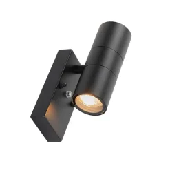 Buiten wandlamp zwart 2-lichts IP44 met schemersensor - Duo