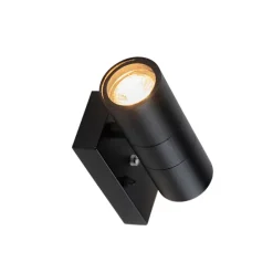 Buiten wandlamp zwart 2-lichts IP44 met schemersensor - Duo