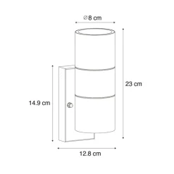 Buiten wandlamp zwart 2-lichts AR70 met schemersensor - Duo