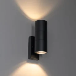 Buiten wandlamp zwart 2-lichts AR70 met schemersensor - Duo