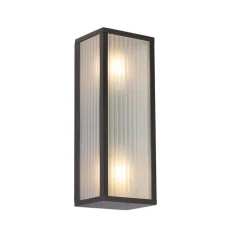 Buiten wandlamp zwart met ribbel glas 2-lichts IP44 - Charlois