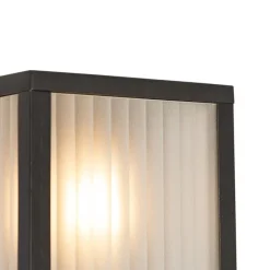 Buiten wandlamp zwart met ribbel glas 2-lichts IP44 - Charlois