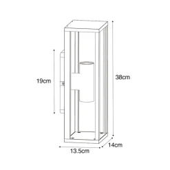 Buiten wandlamp zwart met ribbel glas 2-lichts IP44 - Charlois