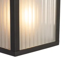 Buiten wandlamp zwart met ribbel glas 2-lichts IP44 - Charlois