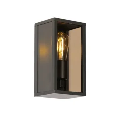 Buiten wandlamp zwart met smoke glas 26 cm IP44 - Charlois