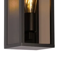 Buiten wandlamp zwart met smoke glas 26 cm IP44 - Charlois