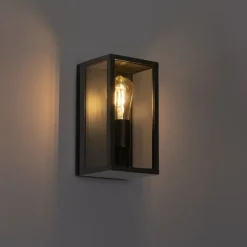 Buiten wandlamp zwart met smoke glas 26 cm IP44 - Charlois