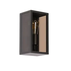 Buiten wandlamp zwart met smoke glas 26 cm IP44 - Charlois