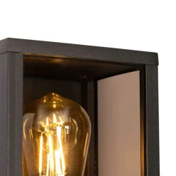 Buiten wandlamp zwart met smoke glas 26 cm IP44 - Charlois