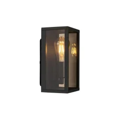 Buiten wandlamp zwart met smoke glas 26 cm IP44 - Charlois