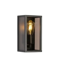Buiten wandlamp zwart met smoke glas 26 cm IP44 - Charlois