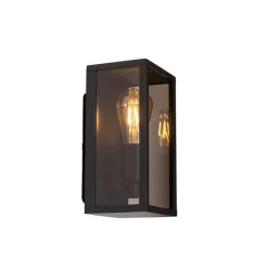 Buiten wandlamp zwart met smoke glas 26 cm IP44 - Charlois