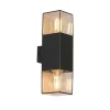 Buiten wandlamp zwart met smoke kap 2-lichts IP44 - Denmark
