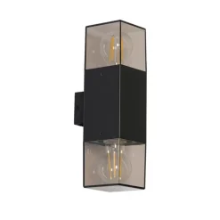 Buiten wandlamp zwart met smoke kap 2-lichts IP44 - Denmark