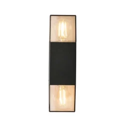 Buiten wandlamp zwart met smoke kap 2-lichts IP44 - Denmark