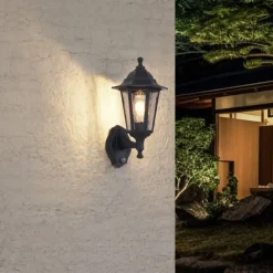 Buiten wandlamp zwart met bewegingssensor IP44 - New Haven Hammered