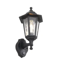Buiten wandlamp zwart met bewegingssensor IP44 - New Haven Hammered
