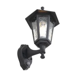 Buiten wandlamp zwart met bewegingssensor IP44 - New Haven Hammered